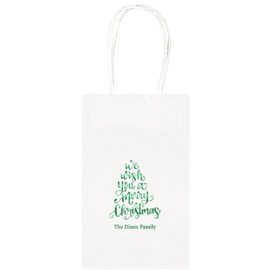 Hand Lettered We Wish You A Merry Christmas Medium Twisted Handled Bags